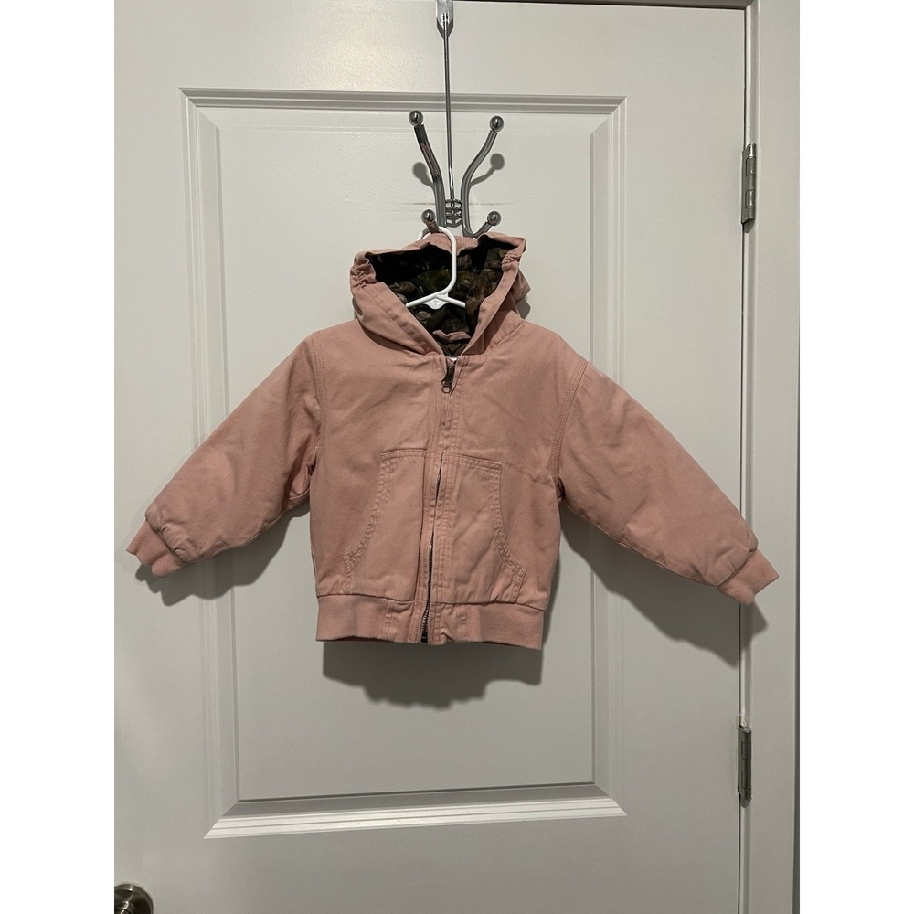 Bass Pro Shops Insulated Toddler Canvas Chore Full Zip Jacket Size 3T Pink Camo